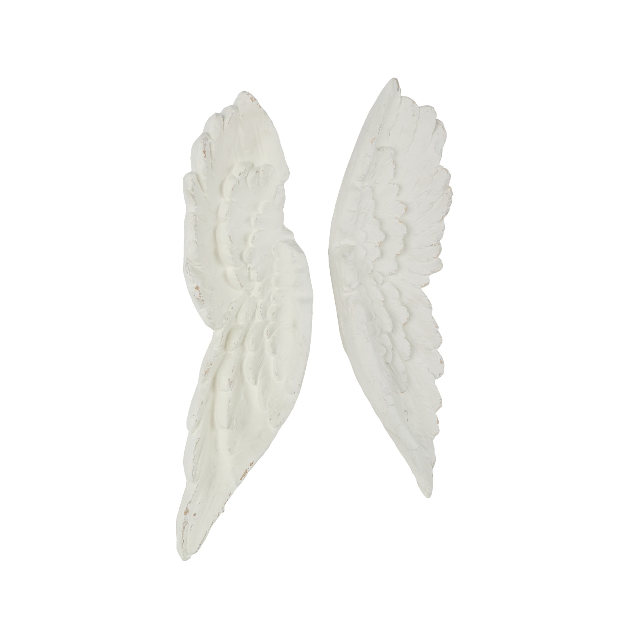 DecMode White Magnesium Oxide Carved Wings Bird Wall Decor (2 Count)