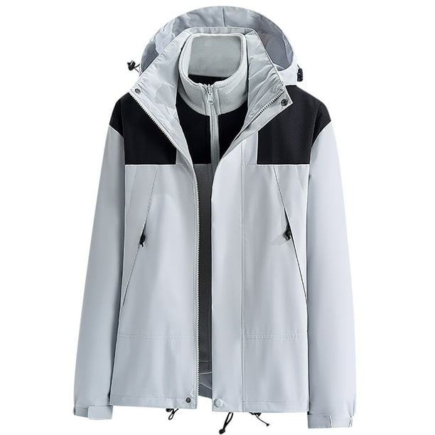 Chaquetas y abrigos casuales con capucha de manga larga para mujer, con gorra desmontable y resistente al viento, gruesa, tres en uno, para deportes al aire libre, cálida, para mujer.
