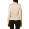 thumbnail image 3 of Allegra K Women's Button Down Shirt Tie Neck Satin Blouse Business Casual Tops, 3 of 6