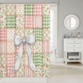 thumbnail image 2 of Manfei Patchwork Plaid Bow Shower Curtain 72Wx72L,Floral Stitch Bathroom Curtain, 2 of 5
