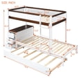 thumbnail image 3 of Aukfa Twin Over Twin Bunk Bed with Trundle and USB Charging Station, Wood Bed Frame with Build-in Desk&Storage Drawers for Kids Bedroom, White/Walnut, 3 of 8