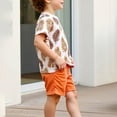 thumbnail image 5 of YABCSAZ Boys Summer Outfit Sets Short Sleeve T-Shirts Tops and Wide Leg Bermuda Shorts Kids Sets Cute Graphic Summer Clothes Loose Casual Baby 2Piece Playwear Sets for Beach Vocation Size 7 Years, 5 of 6