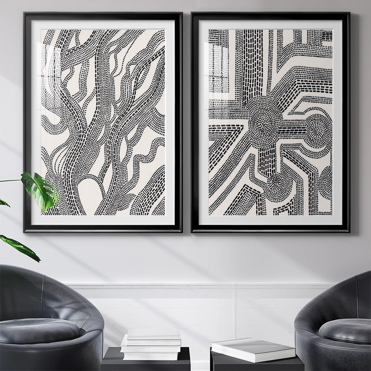 Wexford Home Dots and Dashes I Premium Framed Print, 18.5" x 24.5" - Ready to Hang, Black (Set of 2)