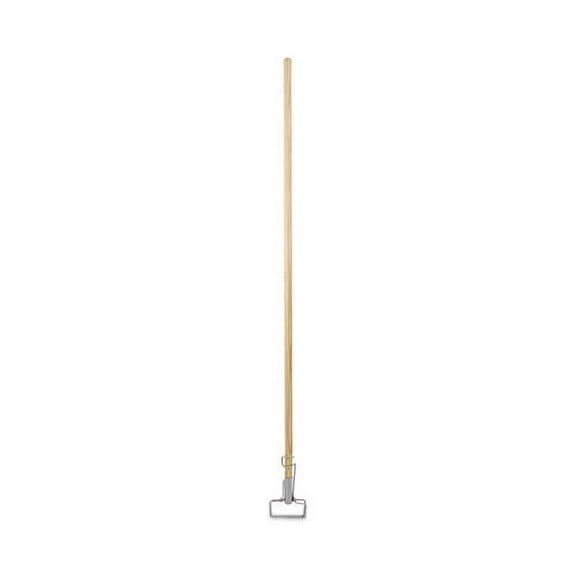 Spring Grip Metal Head Mop Handle for Most Mop Heads, Wood, 60", Natural | Bundle of 10 Each