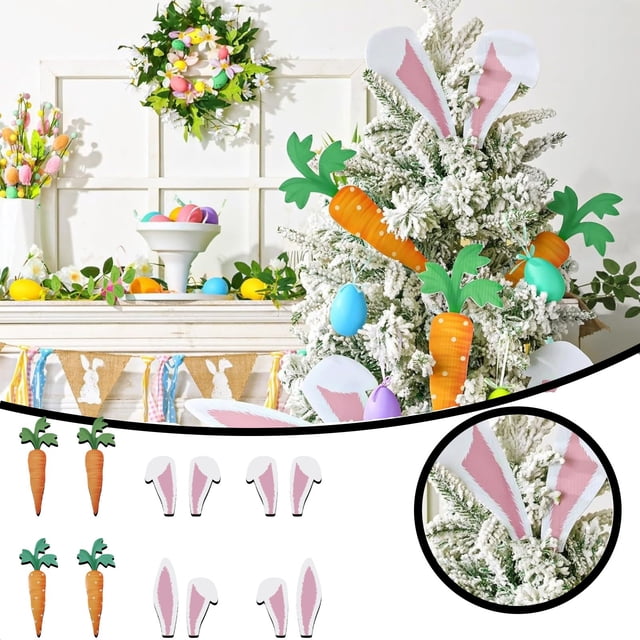 REK Décorations de Pâques Lapin de Pâques Carottes pour Centre de Table de Fête