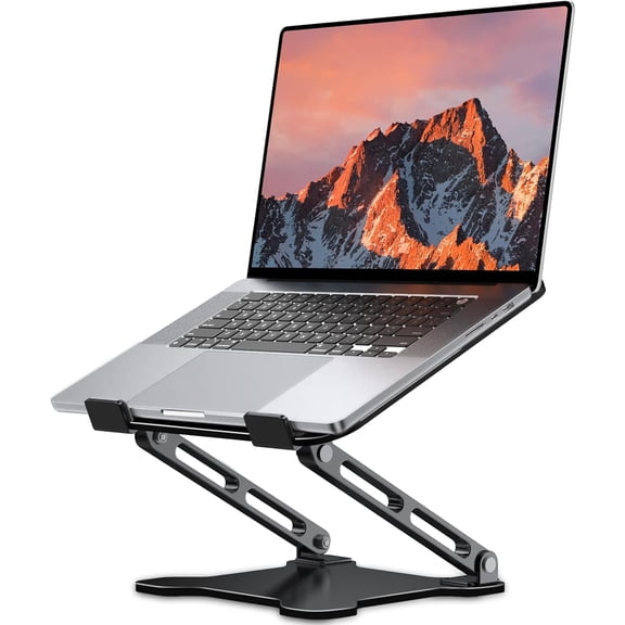 Adjustable Laptop Stand for Desk, Metal Foldable Riser, Ventilated Cooling Bracket, Ergonominc Computer Notebook Desk Compatible with 10-15.6“ Laptops
