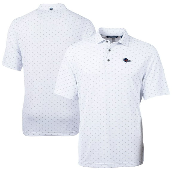 Men's Cutter & Buck White UTSA Roadrunners Virtue Eco Pique Tile Print Recycled DryTec Polo