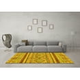 thumbnail image 3 of Ahgly Company Machine Washable Indoor Round Abstract Yellow Modern Area Rugs, 3' Round, 3 of 4
