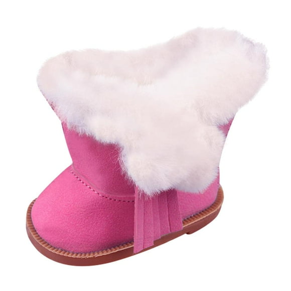 Botas de muñeca de 18 años para niña de 18 años, botas de gamuza con cremallera, zapatos de invierno Rosado