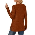 thumbnail image 5 of Lenpel Women's Tunic Tops Soft Casual Long Sleeve Crew Neck Side Split Ribbed Knit T Shirts Loose Lightweight Sweaters with Pockets(Orange,Small), 5 of 5