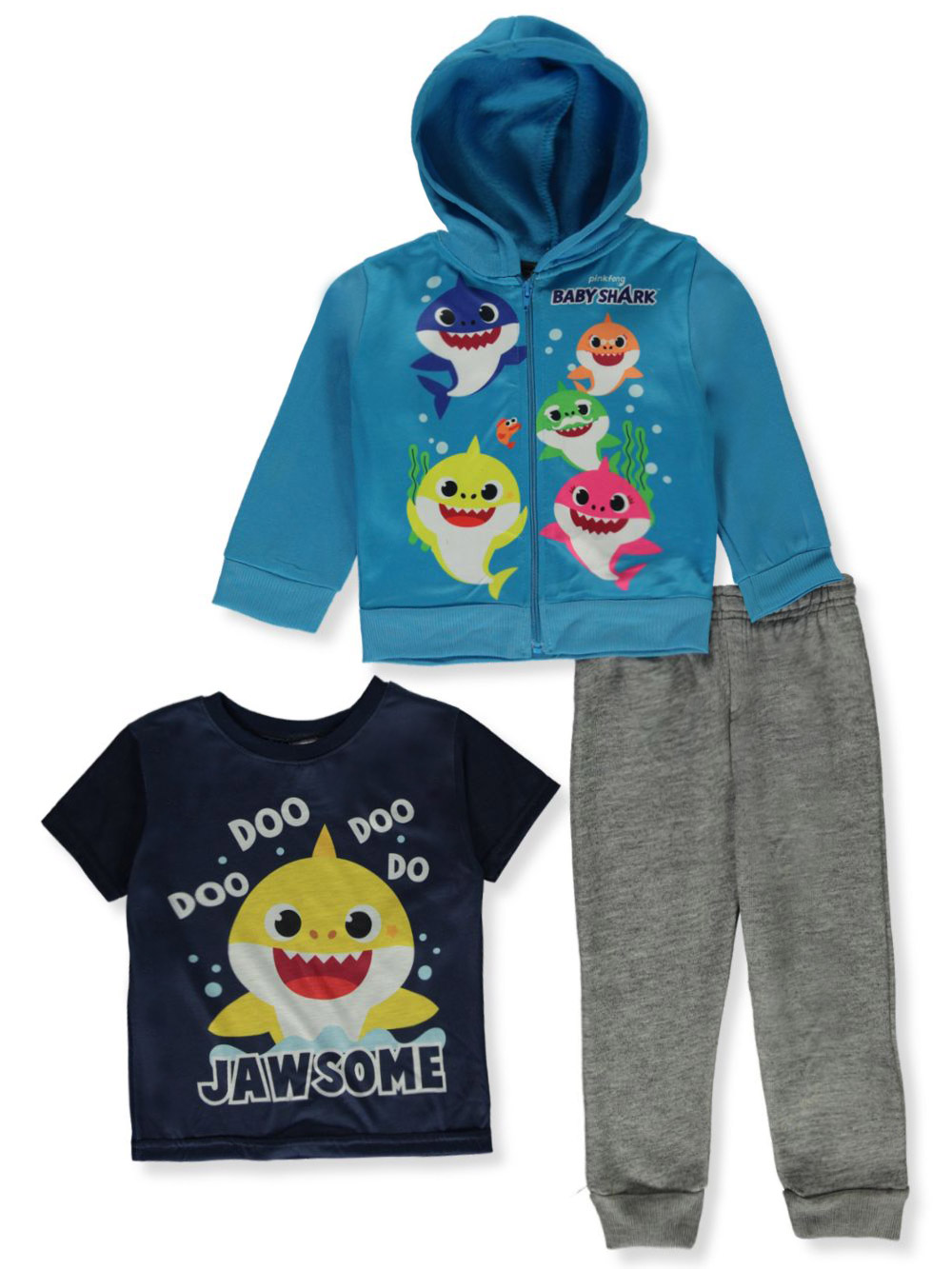 Baby Shark Boys' 3Piece Sing Joggers Set Outfit blue/multi, 4