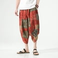 thumbnail image 5 of 2023 Summer Harajuku Casual Men's Pants Calf Length Wide Leg Cotton Printing Harem Baggy Pants Fashion Men's Clothing, 5 of 6
