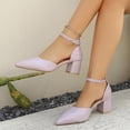 thumbnail image 6 of Samdudou Womens Pumps Closed Toe Pointed Toe Low Chunky Block Heel Shoes Elegant D'Orsay Cutout Adjustable Ankle Strap Classic Office Work Footwear, 6 of 9