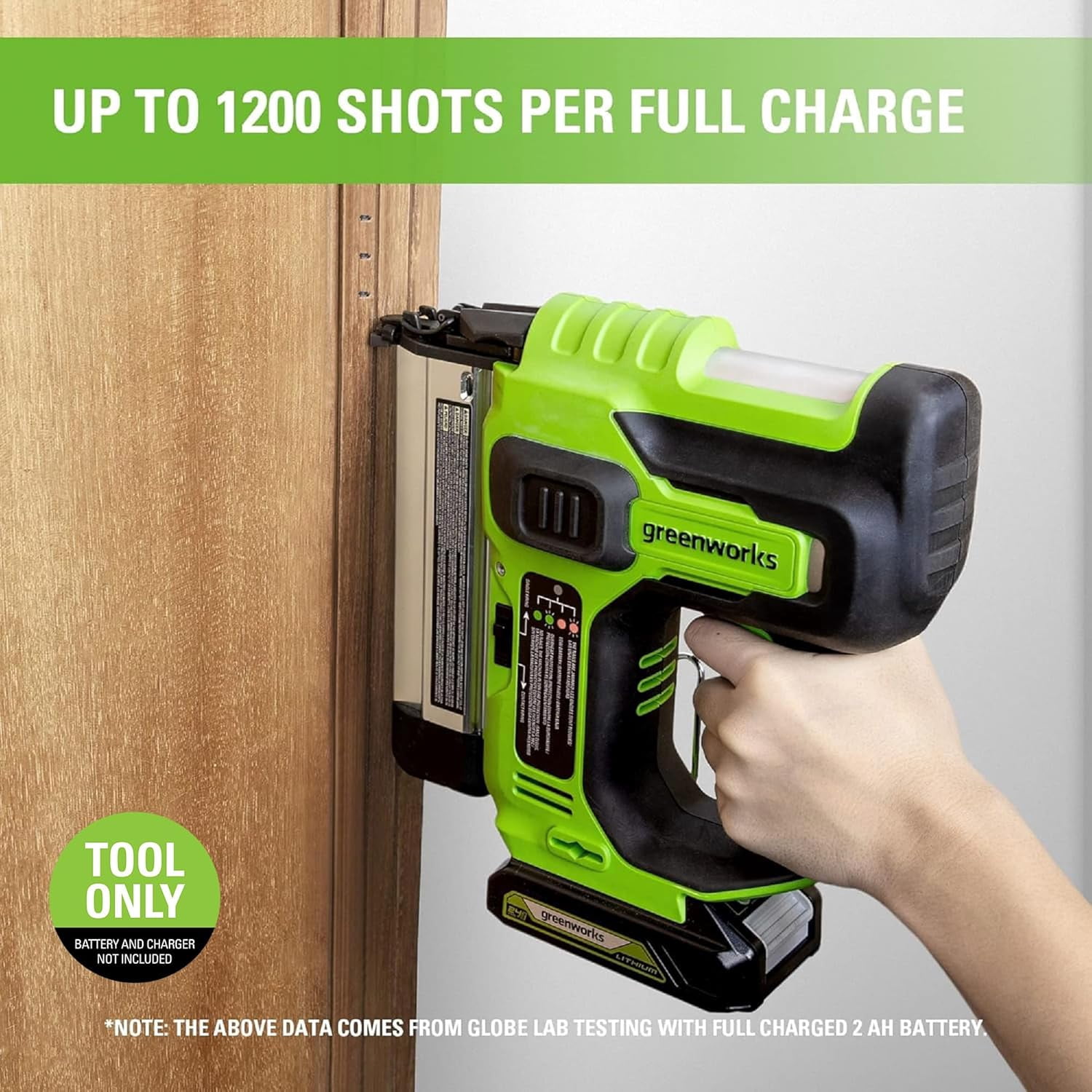 Greenworks 24V 18GA Brushless Brad Nailer, Cordless Staple Gun, Tool Only