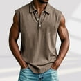 thumbnail image 2 of Men’s Vintage V-Neck Lapel Tank Top – 2025 Retro Button-Up Muscle Tee for Beach, Gym & Casual Wear (Breathable Linen Blend, Big & Tall Sizes), 2 of 6