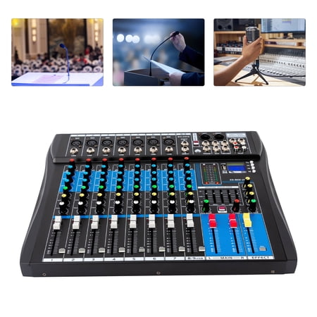 Pro 8 Channel Bluetooth Studio Audio Mixer Live Sound Mixing Console ES-802 Mixer w/Power Adapter