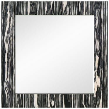 "Zebra Elegance Wall Mirror", 32"x32" Square Mirror Featuring a 24"x24" Beveled Center on a 4" Exotica Stained Veneer Frame