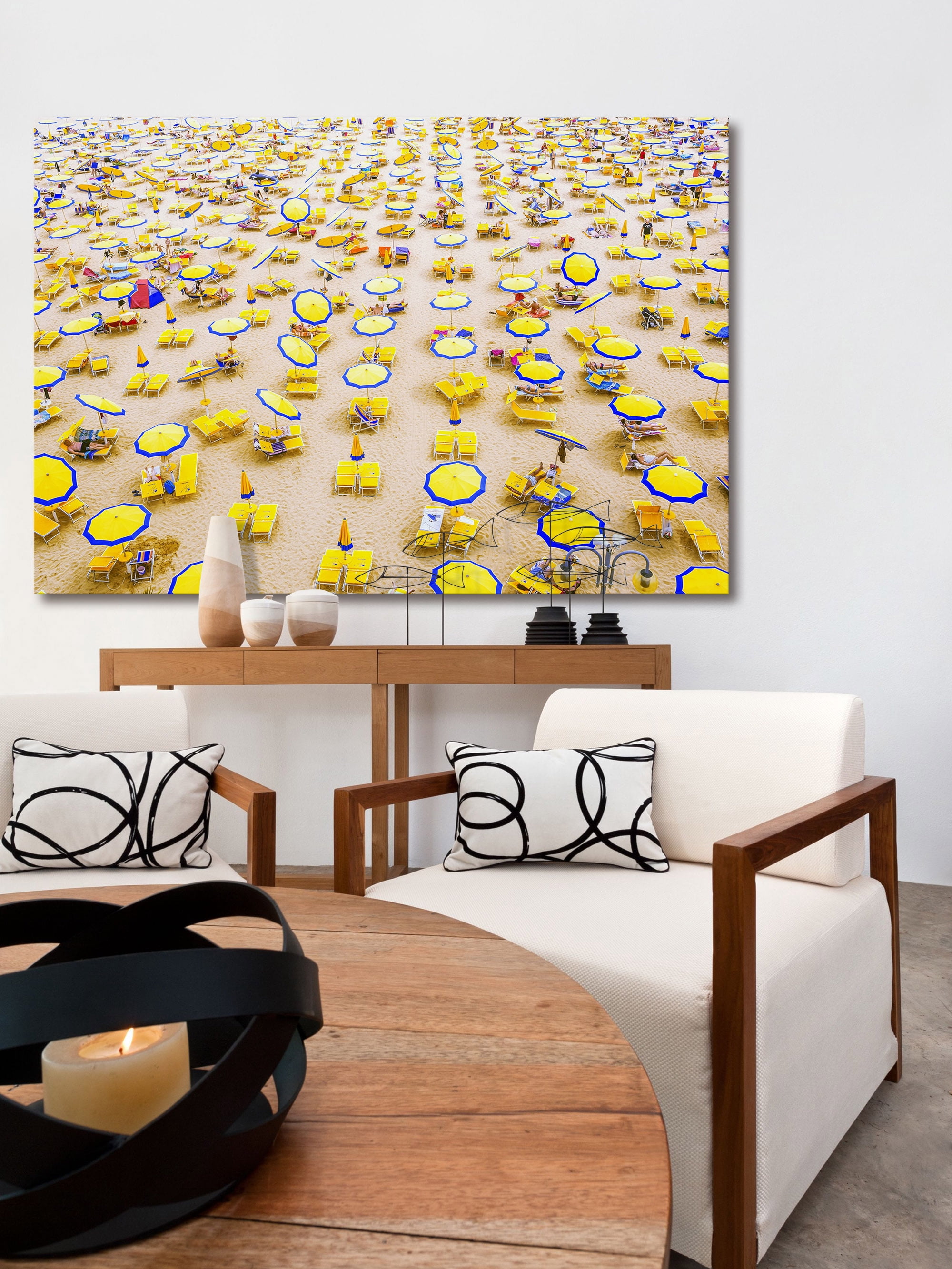 Marmont Hill Yellow Umbrellas Painting Wall Art Print
