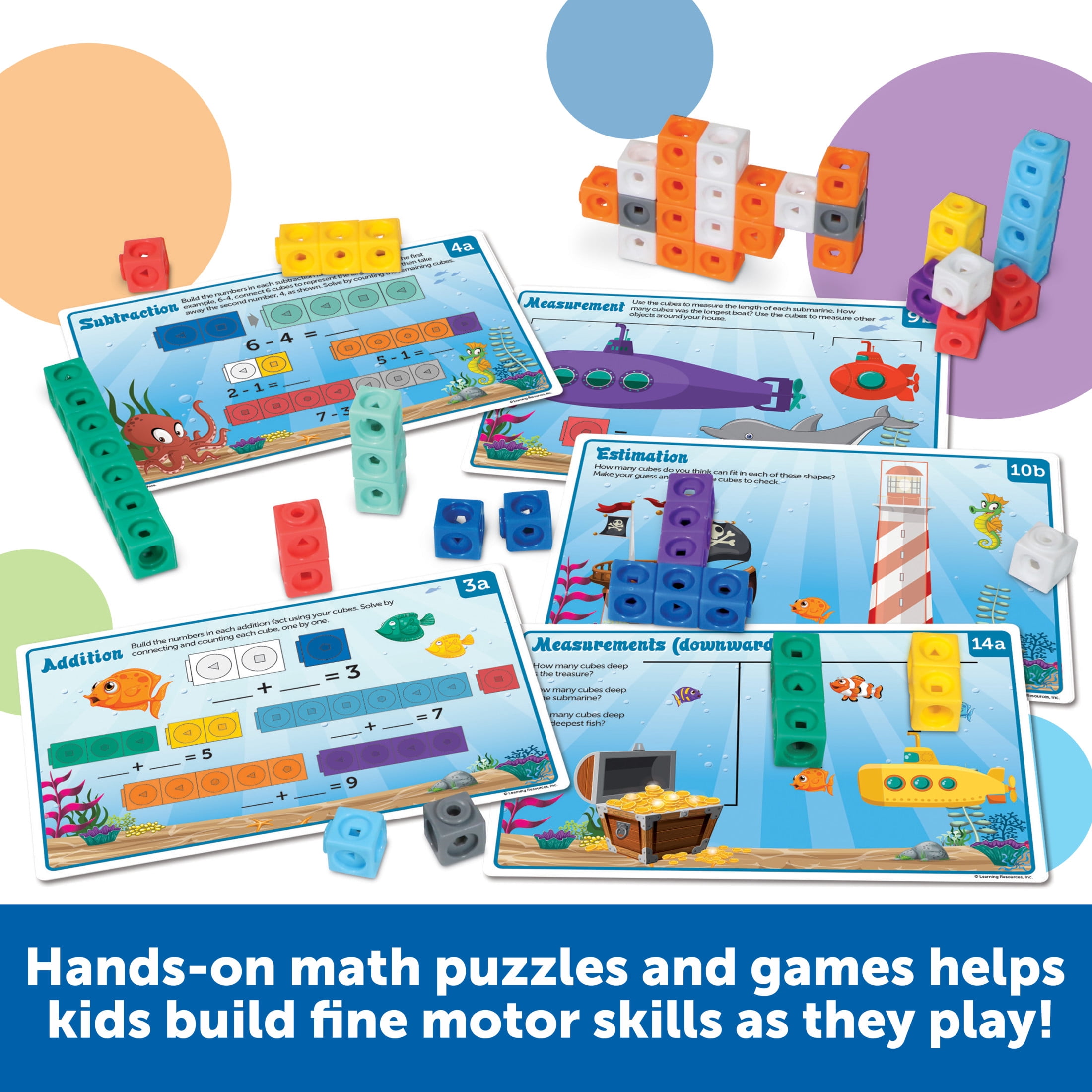 Learning Resources MathLink Cubes Kindergarten Math Activity Set Sea Adventures! Math Games Ages 5+