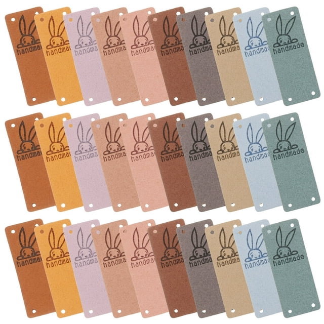 HLONK 50Pcs Leather Handmade Label Tags Leather Tags Crafts Sewing Labels Small Crochet Labels