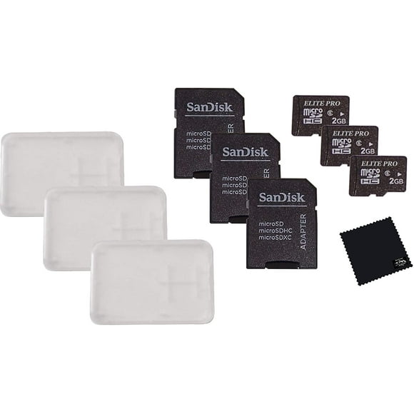 3 Pack 2GB Micro FYBTO s Compatible with 2gb Micro FYBTO D and 2 GB Micro FYBTO D HC Devices, 3 Pack Adapters and Micro TF FYBTO s w/Built To Last! Microfiber Cloth, Compatible