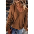thumbnail image 6 of Women's Camel Ribbed Knit Drop Sleeve V Neck Loose Fit Sweater - Cozy & Chic - [ZhiHiMeRi] | (US 12-14)L, 6 of 12
