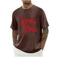thumbnail image 2 of Jinhomg Holiday Tees for Men Simple Cute Valentine's Day Heart Print T-Shirts Big and Tall Comfy Short Sleeve Crew Neck Tops Male Holiday Gifts Deal of The Day Prime Today Brown XXL, 2 of 4