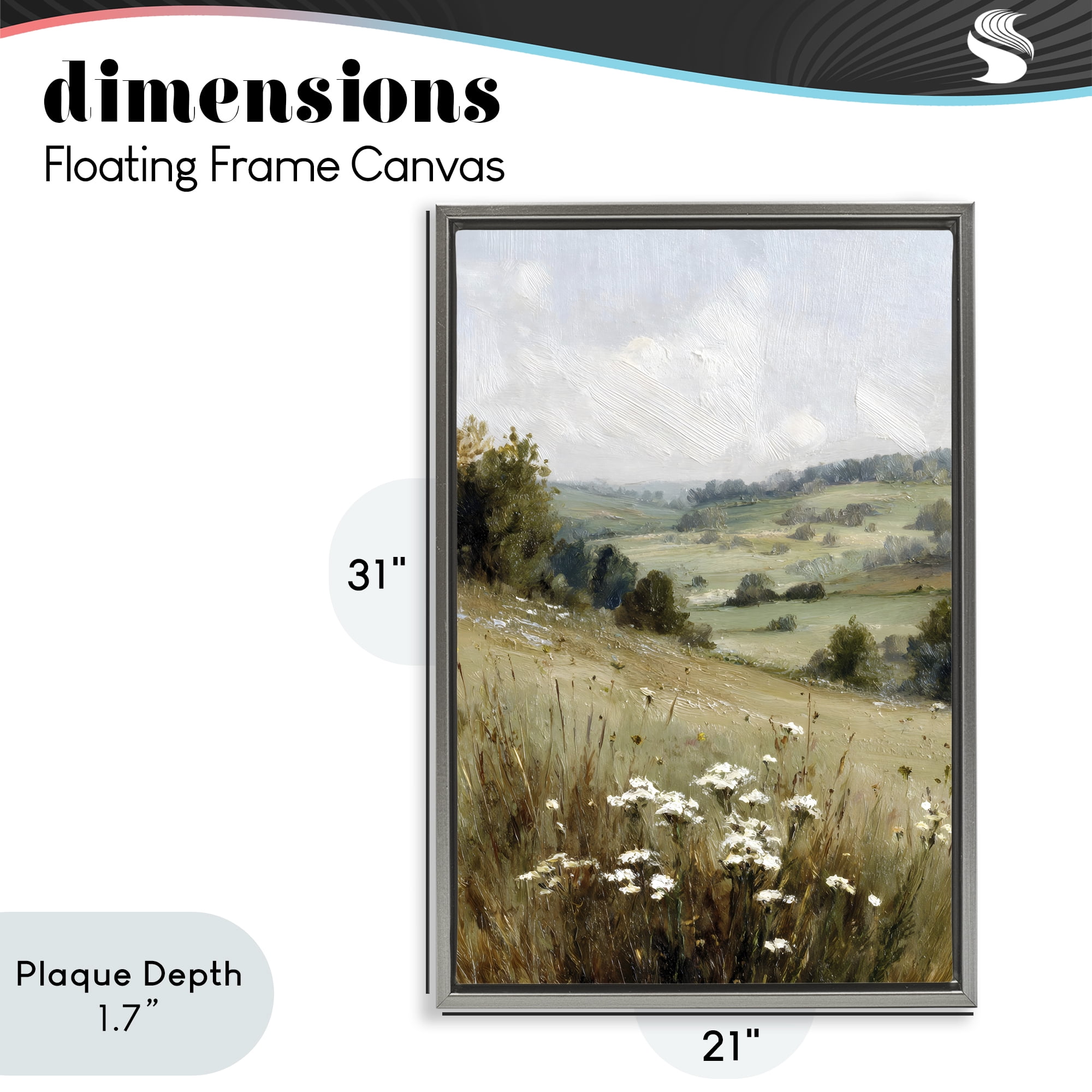 Stupell Industries Hill of White Flowers Gray Framed Floater Canvas Wall Art, design by Petal Prints Design