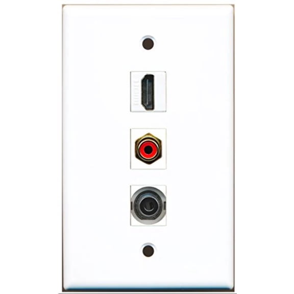RiteAV - 1 Port HDMI and 1 Port RCA Red and 1 Port 3.5mm Wall Plate
