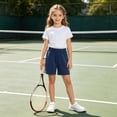 thumbnail image 6 of VBTAPA Boys Girls Cotton Athletic Shorts, Toddler Athletic Basketball Short Pants, Solid Summer Soccer Shorts, Kids School Sports Jogger Shorts Navy 8-9 Years, 6 of 7