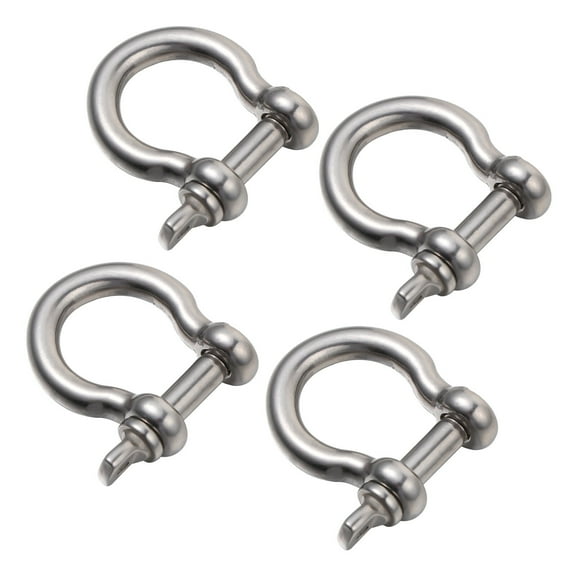 HOMEMAXS  4 Pcs Winch Bow Shackle Steel Shackles Hose Pipe Chains Silver