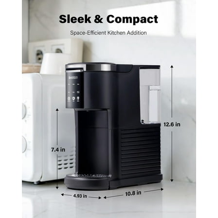 3 in 1 Coffee Maker, K Cup Coffee Maker Compatible with Ground Coffee & Teas, Single Serve Coffee Machine, 6–14oz Brew Sizes, 40oz Detachable Water Reservoir, Descale Settings, Black