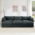 thumbnail image 4 of Newest 3 Seater Sofa,3 Ottomans, Wide,Deep Seat 3-Seat Home Theater Sleeper Sofa for Living Room, Modular Sectional Sofa,Storage Pull out Drawer Under Each Seat, Chenille Gary, 4 of 20