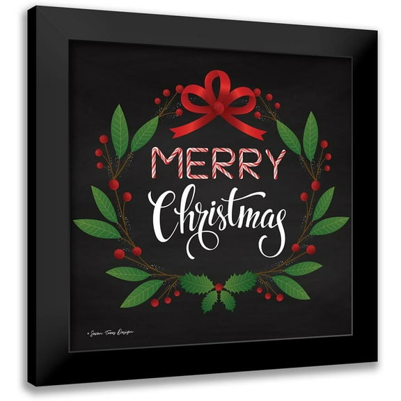 Seven Trees Design 12x12 Black Modern Framed Museum Art Print Titled - Peppermint Merry Christmas