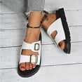 thumbnail image 5 of IUJSOY Platform Sandals for Women 2025 Comfortable Slides Open Toe Slippers Double Buckle Beach Shoe, 5 of 9