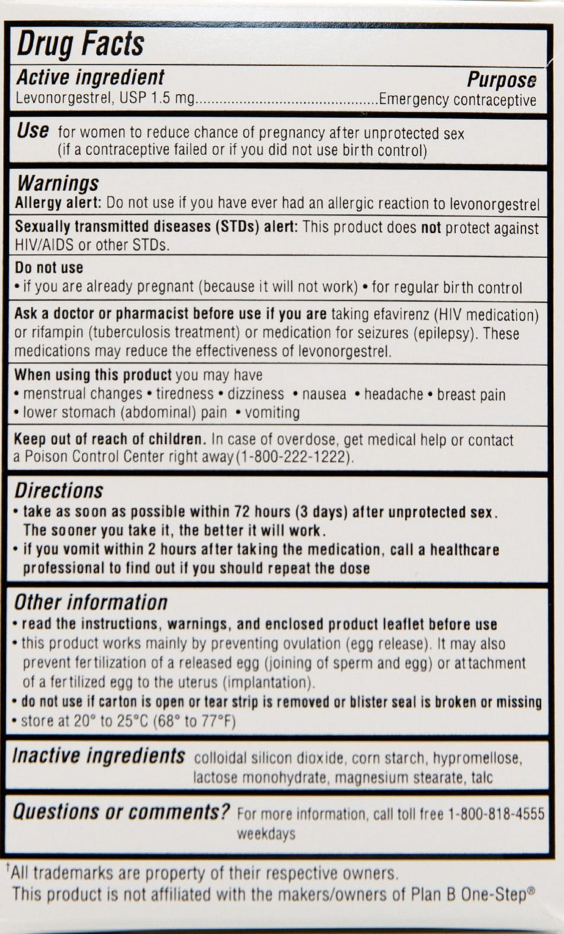 OHM My Choice Emergency Contraceptive – Levonorgestrel 1.5 mg Tablet – Safe, Effective Morning-After Pill for Unprotected Sex – Compare to Active Ingredient Found in Plan B One-Step