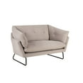 thumbnail image 4 of Velvet Loveseat Sofa with Bench Ottoman, Upholstered Sofa Couch and Ottoman with Tubular Metal Legs, Comfortable 2-Seat Sofa Lounge Chair for Living Room, Bedroom and Home Office, Gray, 4 of 7