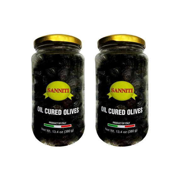 Sanniti Dry Cured Olives, 13.4oz Jar, Pack of 2