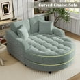 thumbnail image 4 of Euroco Oversized Round Chenille Chaise Lounge with Tufted Seat, Removable Pillows & High-Density Cushion – Modern Upholstered Lounge Chair for Bedroom or Living Room, 4 of 9