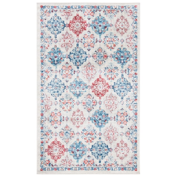 SAFAVIEH Brentwood Amadine Floral Geometric Area Rug, 2' x 4', Cream/Blue