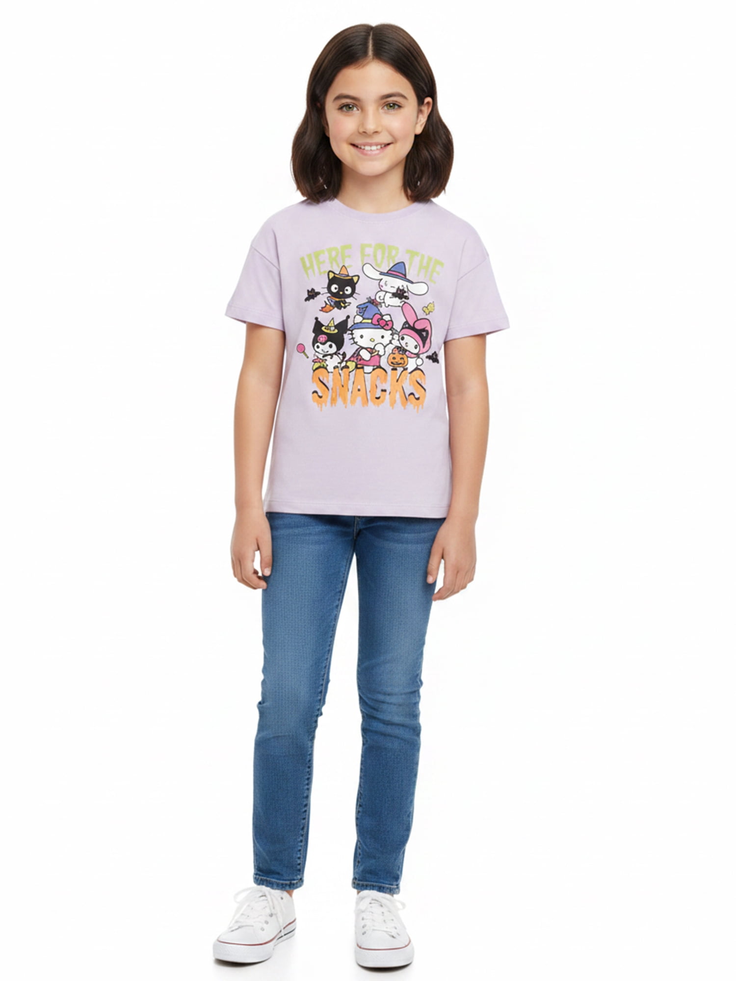 Hello Kitty and Friends Girls' Halloween Graphic Tee with Short Sleeves, Sizes 4-16
