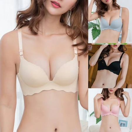 

Women Sexy Solid Color Seamless Wavy Breathable Push Up Bra Underwear Bralette
