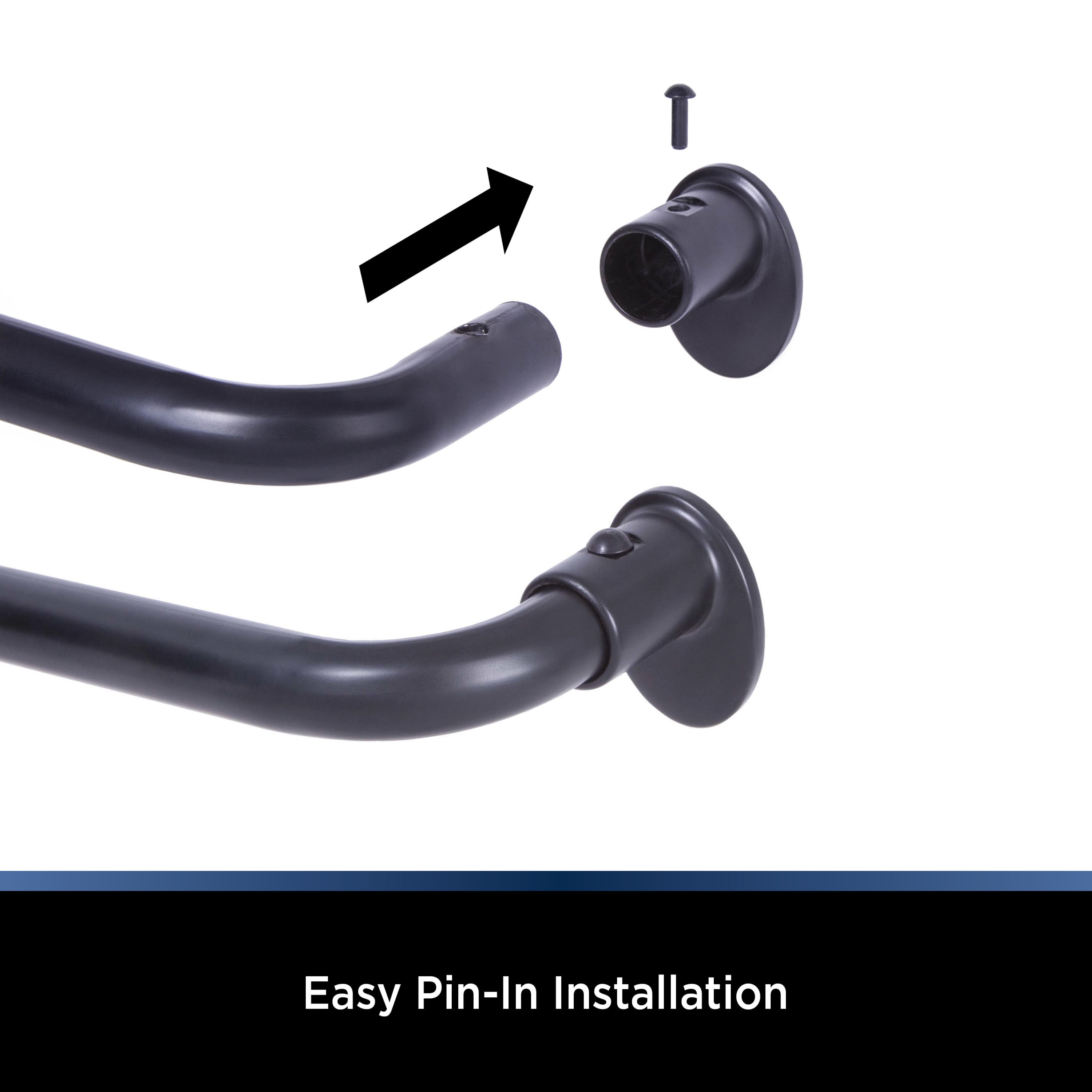 Kenney® 5/8" Wrap Around Room Darkening Curtain Rod, 28-48”, Black