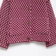 thumbnail image 2 of Uootdi Vintage Sweaters for Women Lapel Plaid Cardigans Button Down Chunky Knit Cardigan Sweater Jacket Coat with Pockets, 2 of 8