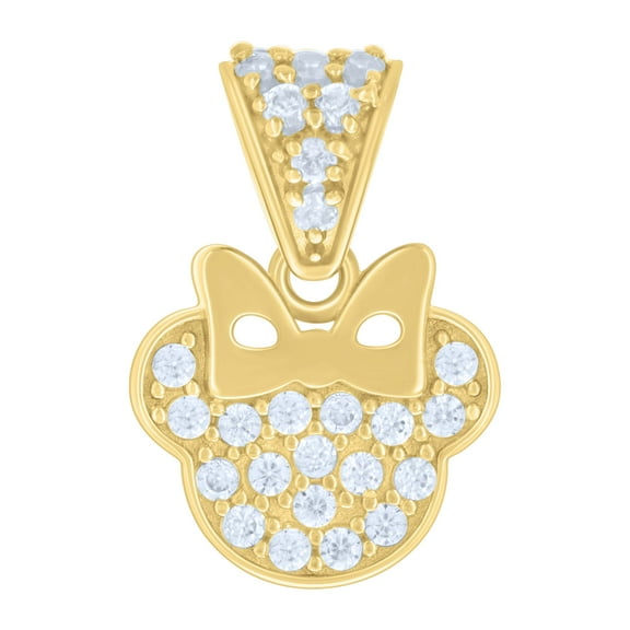 14k Yellow Gold Womens Cubic-Zirconia Mickey Fashion Charm Pendant