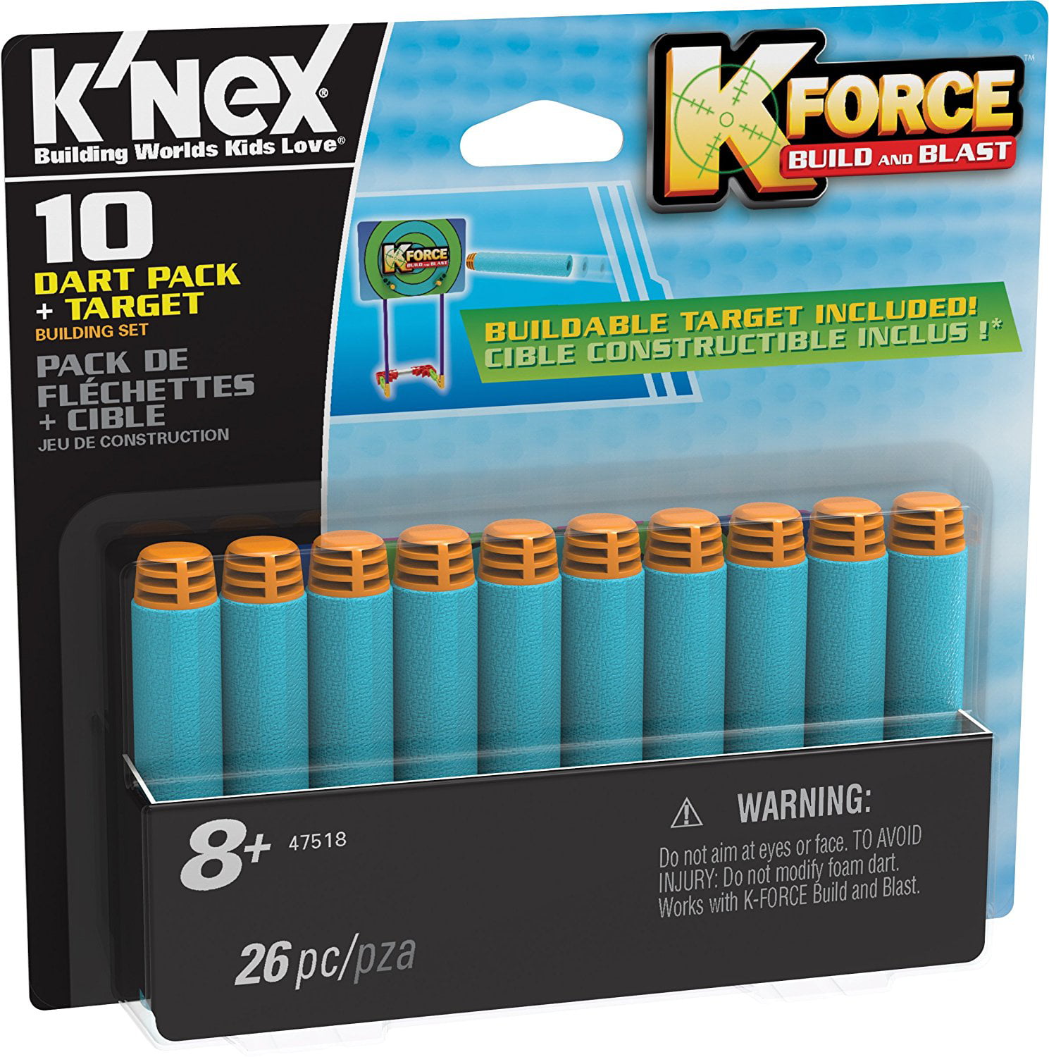 3 PACK 2 10 packs & Free Target K’NEX K-FORCE 10 Dart Pack and Clip 