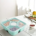 thumbnail image 3 of Bento Box Snack Container | 5 Compartments | Reusable Meal Prep Organizer | Stackable Design | Food-Grade Straw Fiber | Microwave Freezer Dishwasher Safe | Portion Control | 18x16.5x5.5cm | Clear Lid, 3 of 6