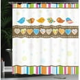 thumbnail image 4 of Ambesonne Valentines Shower Curtain, Birds Hearts Stripes, 69"Wx84"L, Multicolor, 4 of 5