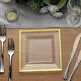 thumbnail image 2 of Efavormart 10 Pack 7" Clear Disposable Plates Square Plastic Plates Salad Dessert Plates With Shiny Gold Rim For Weddings, 2 of 11