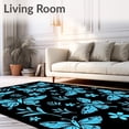 thumbnail image 2 of ODIKA 4'x6' Machine Washable Non-Slip Area Rug, Nocturnal Moth Garden Enchanted Wilderness Fantasy High Traffic Rug, Black, 574834, 2 of 7